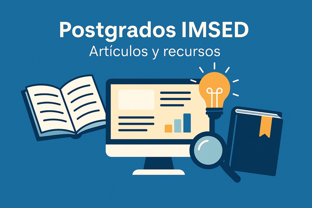 Ilustración representativa de Postgrados IMSED, con elementos visuales que reflejan la educación superior, la especialización y el acceso a recursos formativos.
