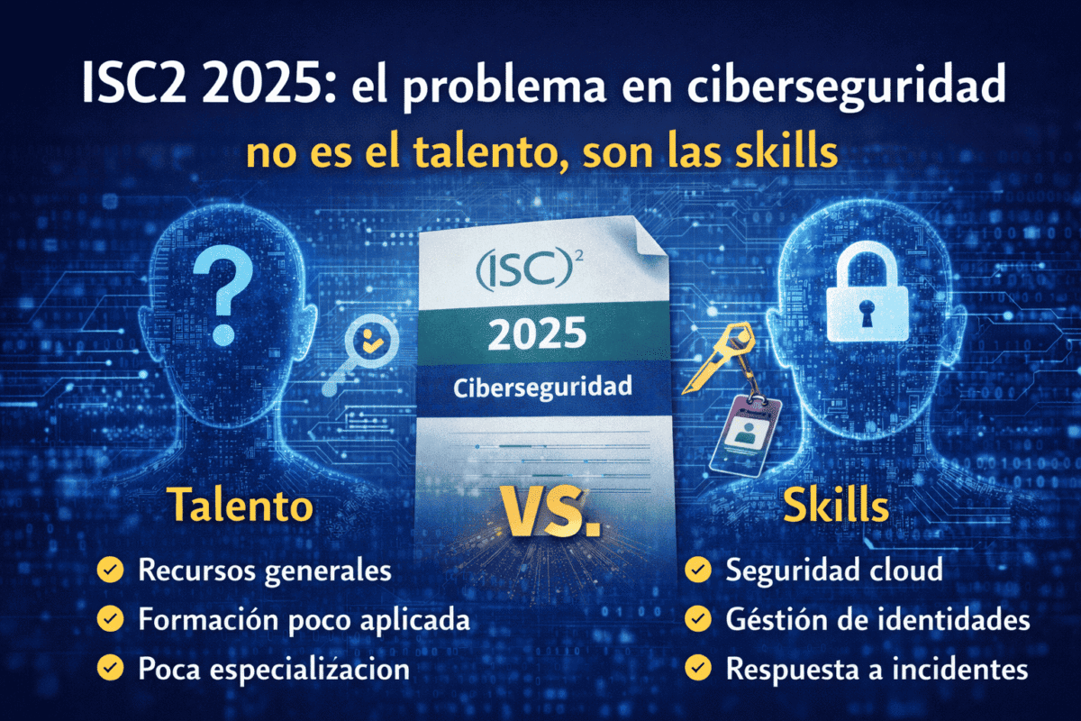 Informe ISC2 2025 sobre habilidades en ciberseguridad mostrando la diferencia entre talento y capacidades técnicas demandadas