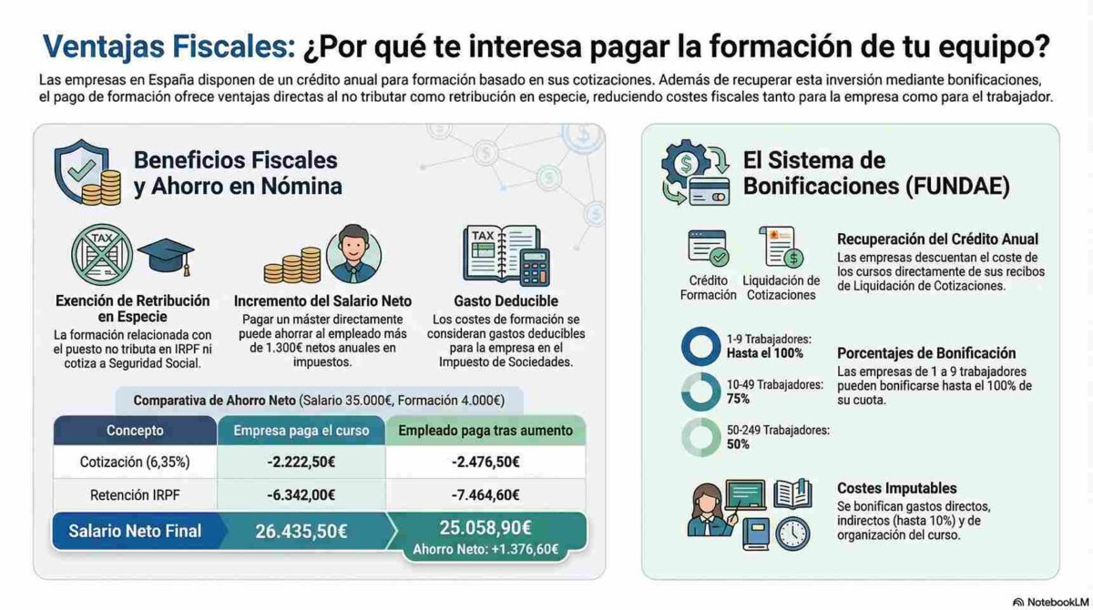 Infografia analisis ventajas fiscales de la formación para empleados y optimización del ROI empresarial