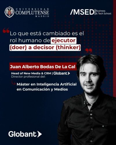 Direcyos profesional del máster en inteligencia artificial en comunicación y medios UCM‑IMSED logos oficiales de UCM e IMSED, en un artículo sobre IA agéntica